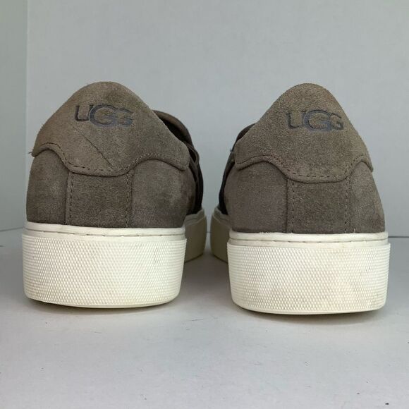 UGG Australia Shoes Gray Suede Leather Jass Sneakers Slip Flats On Women Sz 11 - Picture 3 of 10